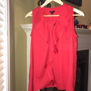 Ann Taylor Ruffle Front Asymmetric Hem Blouse